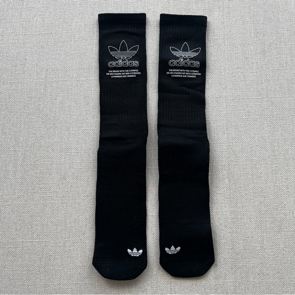 ADIDAS Brand With The 3 Stripes High Black Socks - Picture 2 of 4